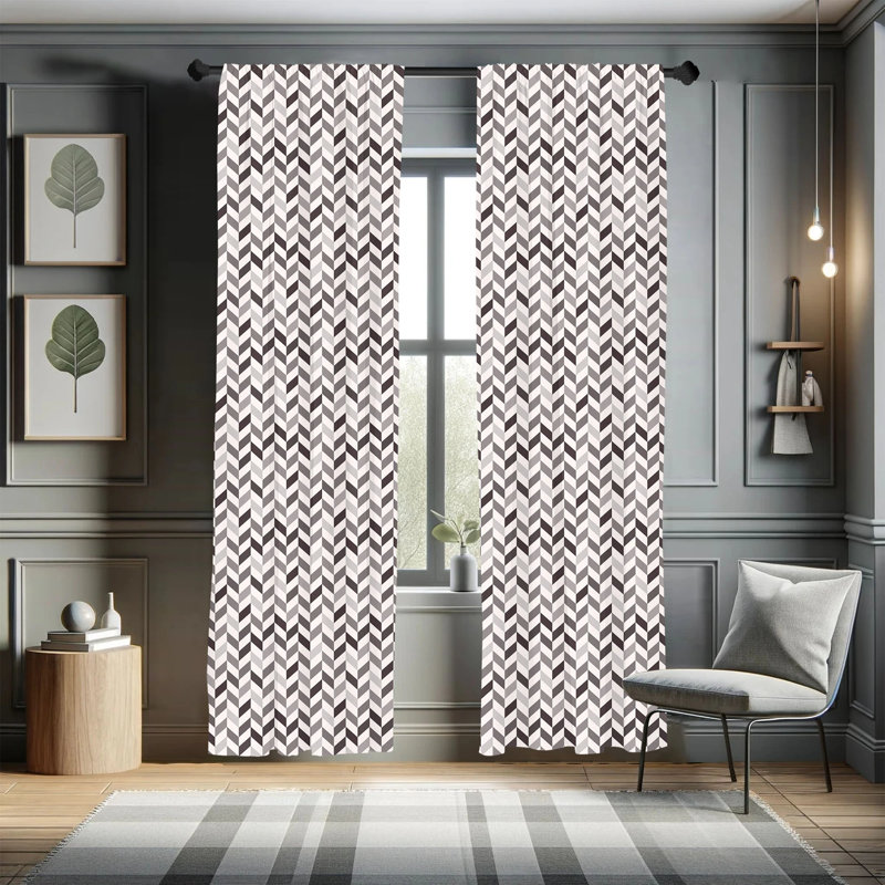 Geometric Semi-Sheer Rod Pocket Curtain Panels, 28" x 84"