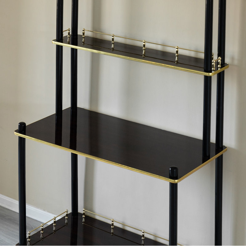 Classy and Elegant 4 Tiered Multifunctional Wooden Open Bar Shelves, Modern Console Table, Black