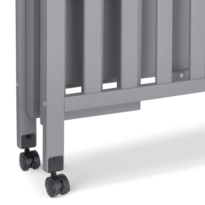 Gray Folding Portable 3-in-1 Mini Crib and Twin Bed
