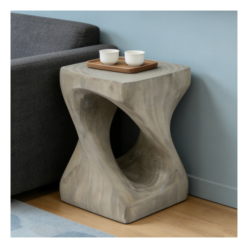 Table d'appoint à texture de bois, Gris