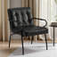 Fauteuil d'appoint rembourré en cuir avec coussin épais 21,3 po Mid-Century-530029641