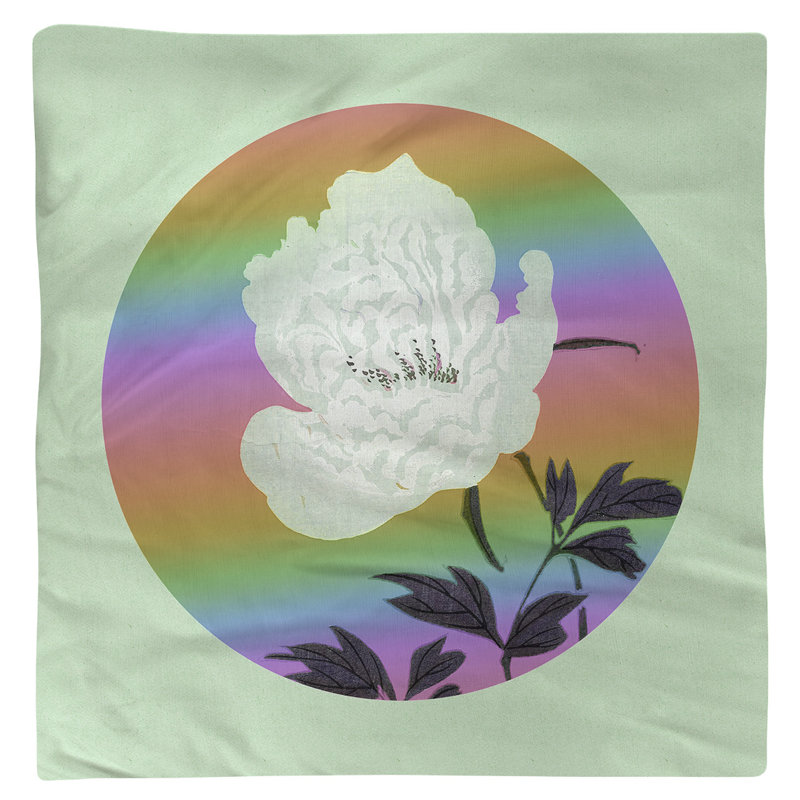 Keito Sato Cotton Floral Square Napkin, Green Flower/Rainbow