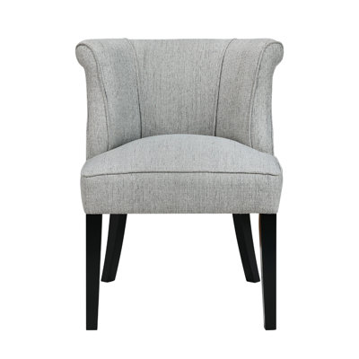 Vasu Accent Chair, Vertical Accents On Curved Back, Gray Polyester