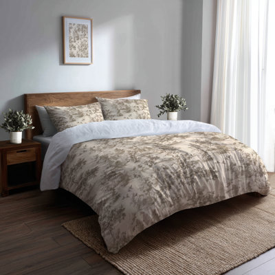 Ensemble de literie 3 pièces French Country - Ensemble de housse de couette beige neutre