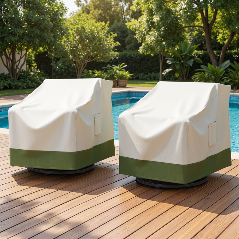 2-Piece High-Quality 600D Oxford Fabric Outdoor Furniture Cover With Handles, White