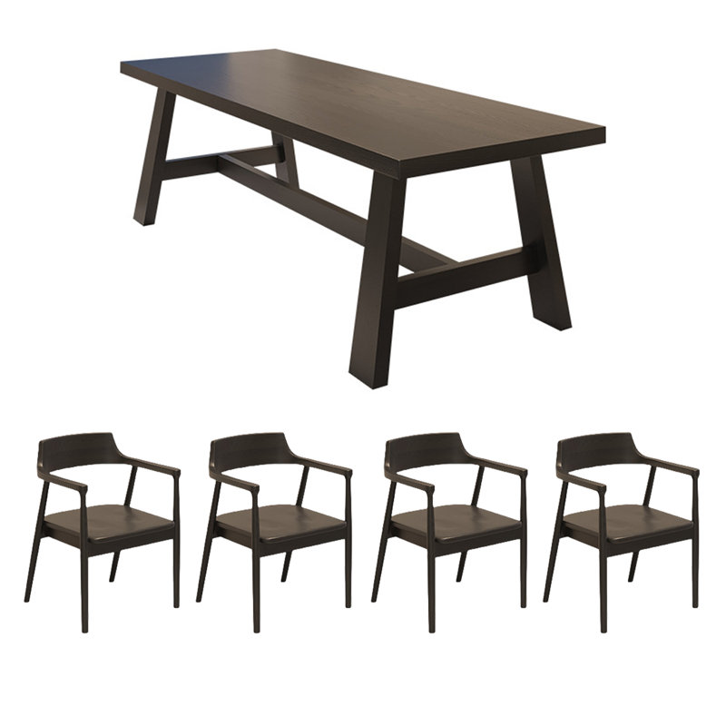 Xea 4 - Person Pine Solid Wood Solid Wood Top Trestle Dining Set, 29.53"H x 78.74"L x 31.5"W