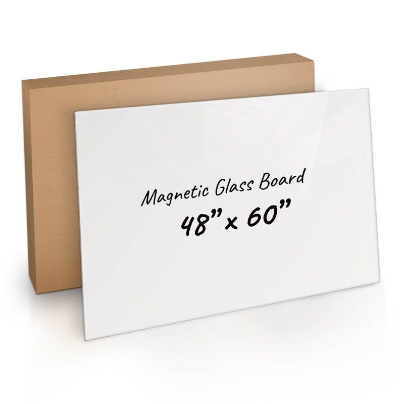 Tableau magnétique mural en verre Bojorquez, Blanc, 48 po x 60 po