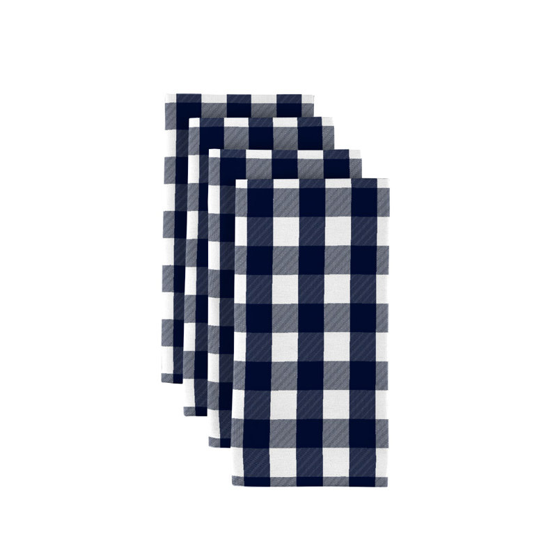 Polyester Plaid Square Napkin, Navy