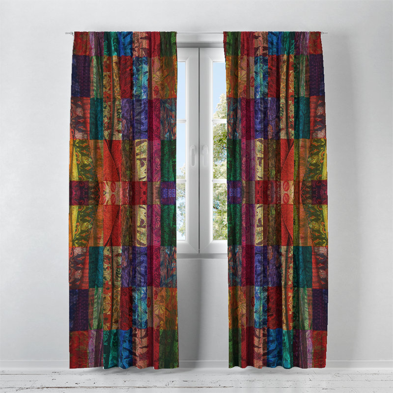 Panneaux de rideaux semi-transparents Patchwork (DSQ est réglé à 2), l 20 po x L 82 po