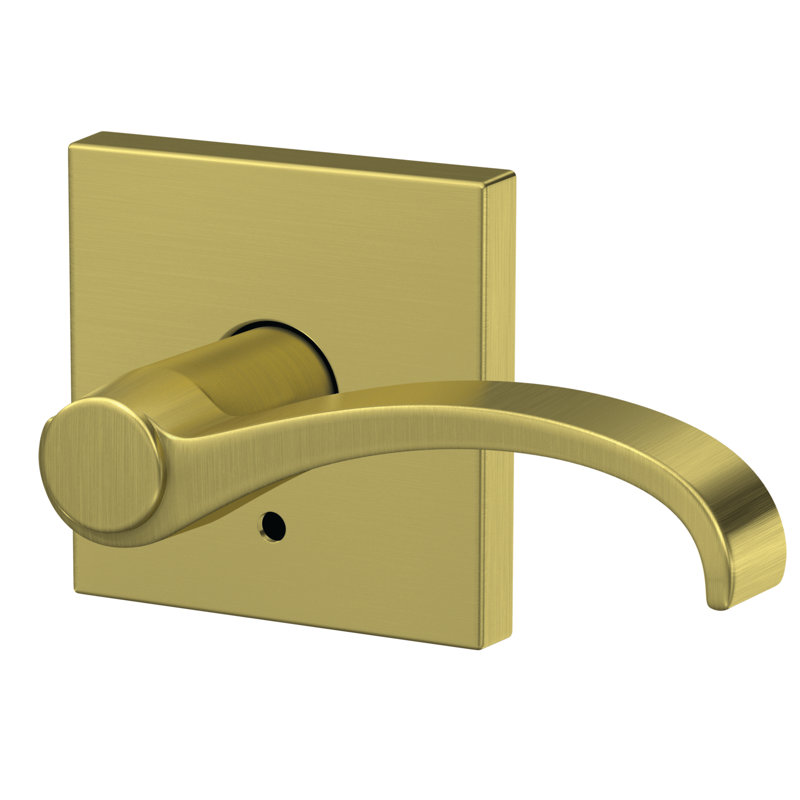 Custom Whitney Non-Turning Lever with Collins Trim, Satin Brass