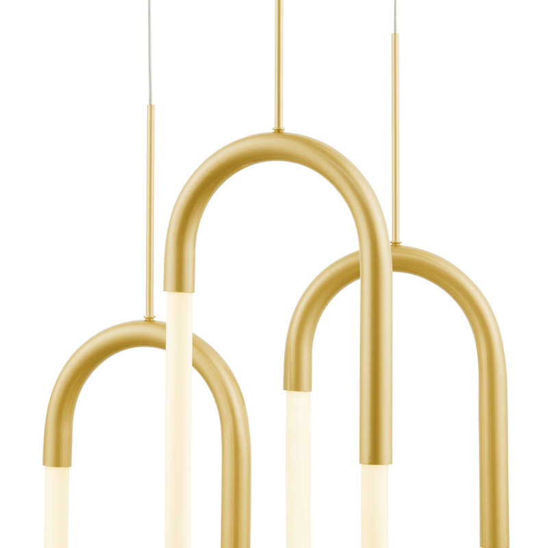 Dimmable LED Modern Linear Chandelier, Sandy Gold