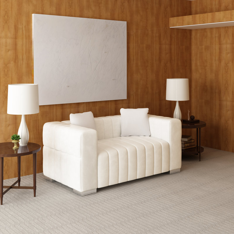 Causeuse en velours Charlesworth, Argent argent, Blanc