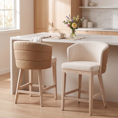 26" Upholstered Bar Stools with Arms and footrest(Set of 2)