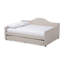 Lit de jour tapissier grand avec couchette Jaileigh beige clair, H 31,08 po x l 86,12 po x P 63,52 po-728135433-728135432
