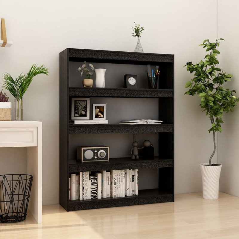 Jamarian 135.5cm H x 100cm W Solid Wood Standard Bookcase, Black