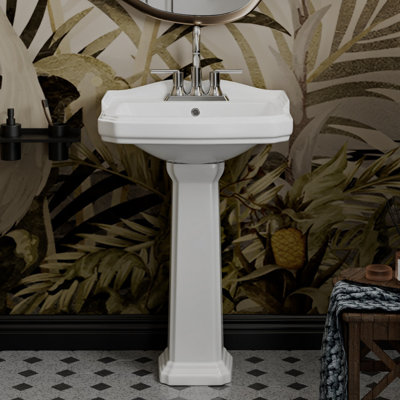 Los Flexi 23" x 19" Rectangular Pedestal Sink with overflow, 3 Faucet Holes at 4" Centers