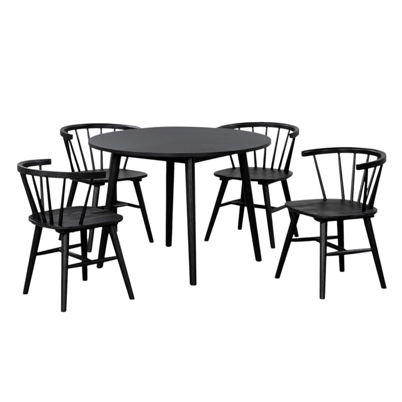  Ensemble de salle à manger en bois avec pieds Shaker , Noir, noir, noir, noir