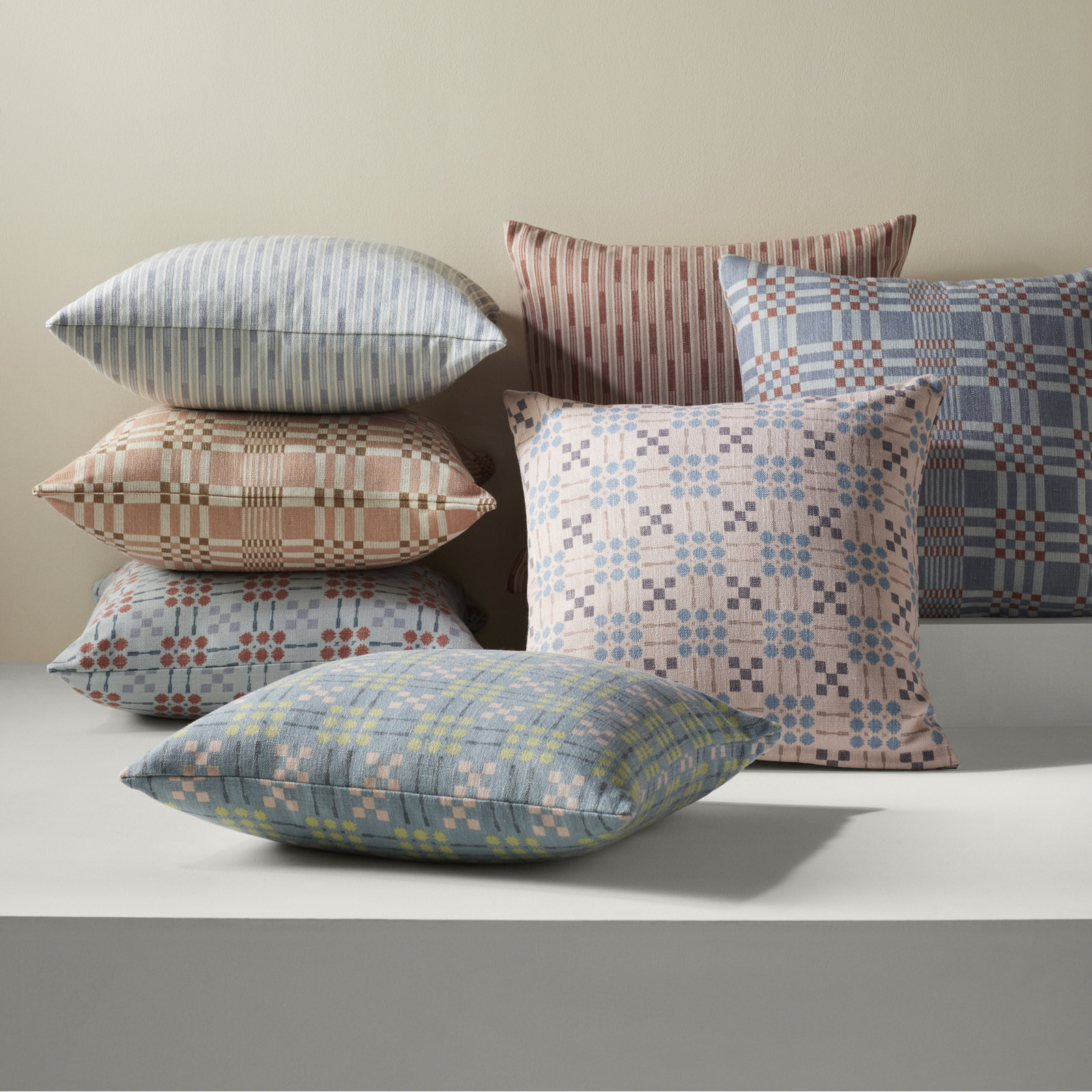 Gridwork Geometric Accent Pillow, Polyester, Blue, Rectangle 14"H x 26"W