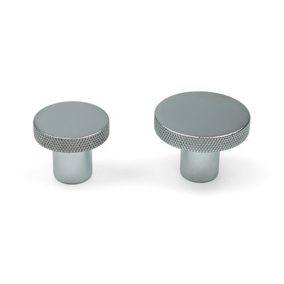 Polished Chrome Knurled Edge Disc Knobs