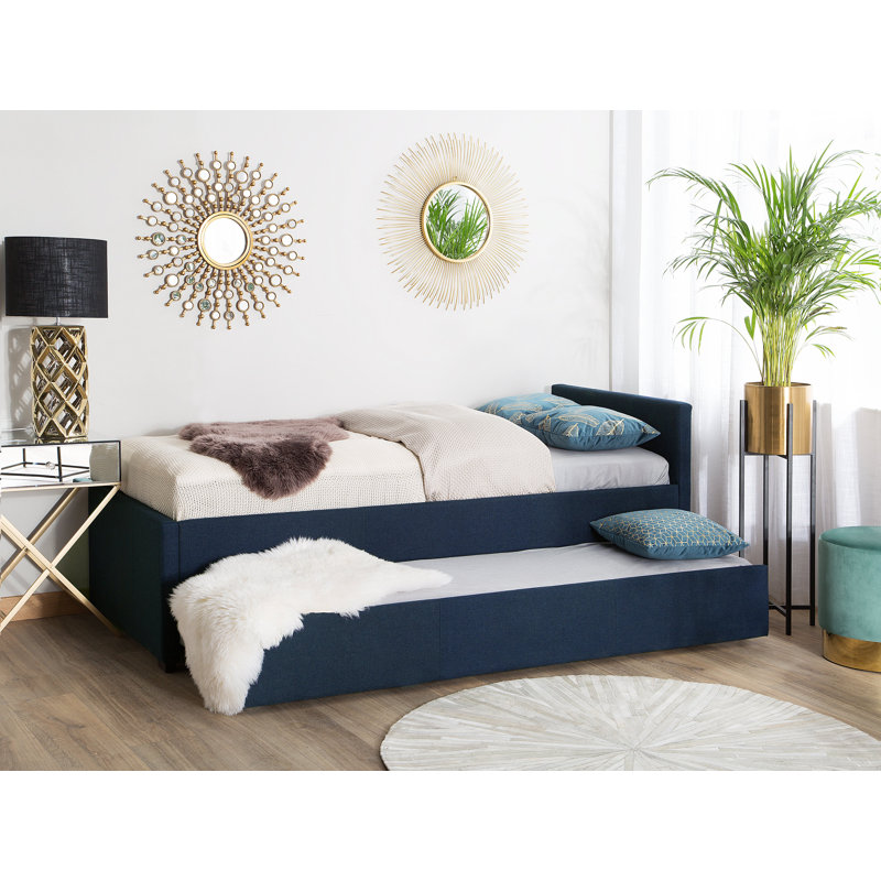 Shannen Upholstered Daybed with Trundle, Blue