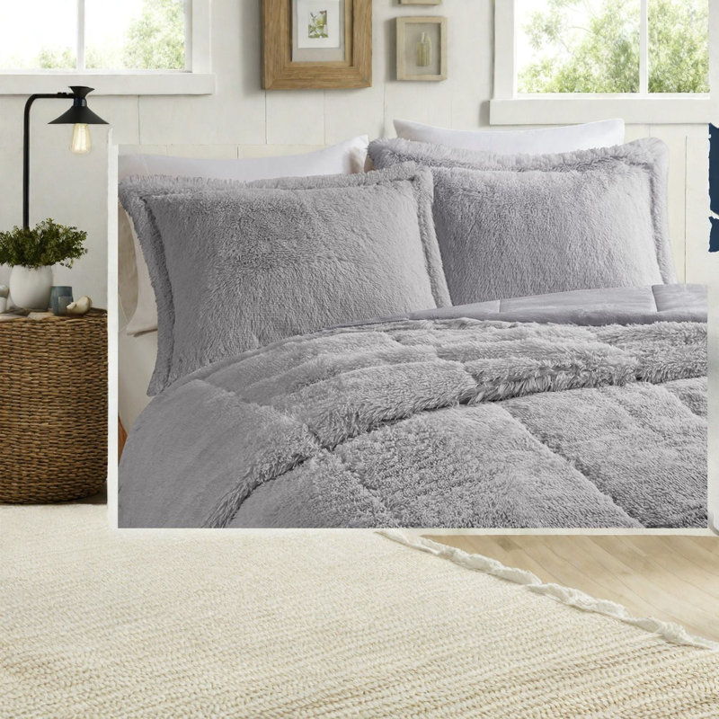 Ensemble de literie confortable en fourrure hirsute ombrée, polyester confortable pour la maison