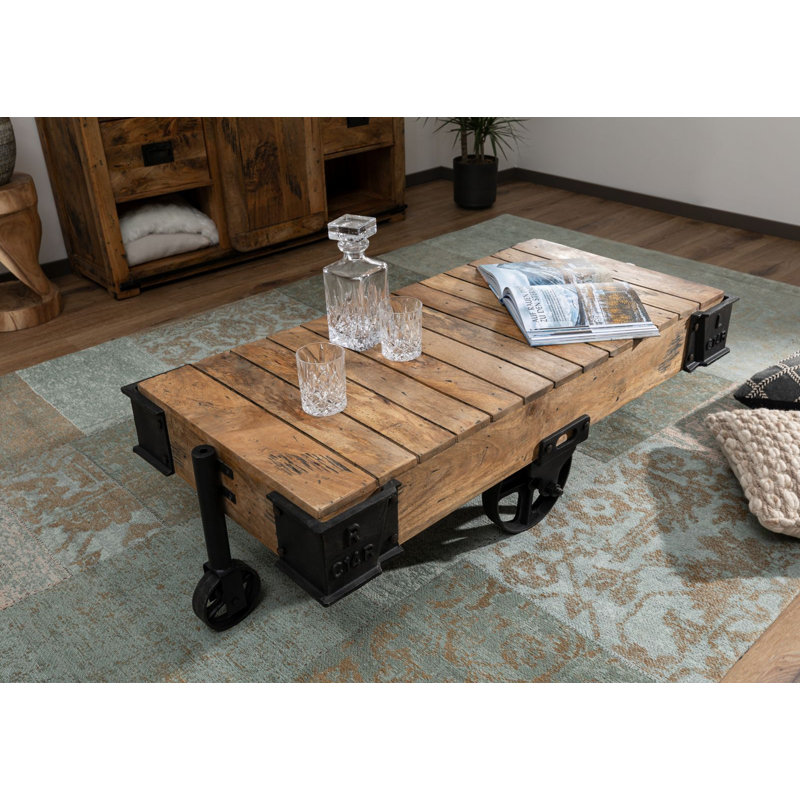 Railway Trestle Coffee Table, Black, Ecru