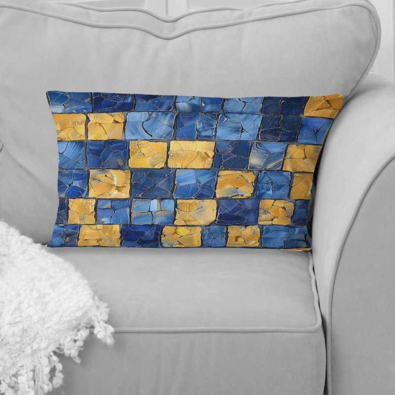 Carreaux de mosaïque moderne bleu et jaune - coussin lombaire moderne
