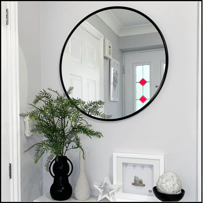Miroir de salle de bain rond en métal 20 pouces avec cadre antirouille et sécurité incassable, parfait pour un décor moderne
