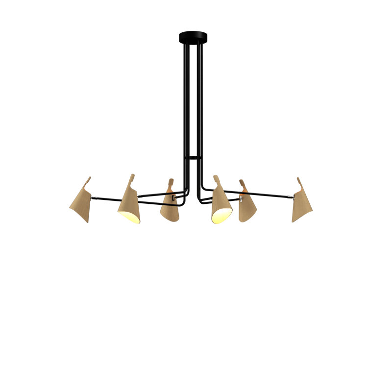 Chandelier, 4, 43.11" H x 39.76" W x 25.79" D, Maple