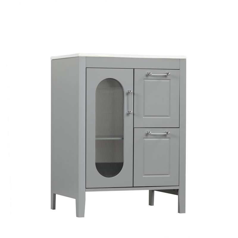 Meuble-lavabo 24 po avec lavabo en céramique, Gris