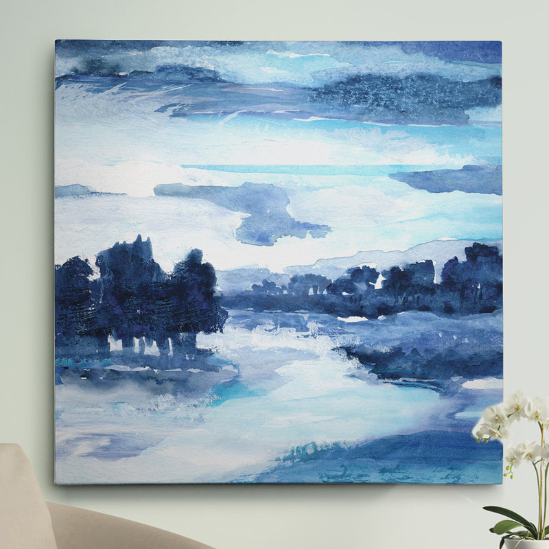 Indigo Land I - Imprimé, H 16 po x l 16 po x P 1,5 po, Toile tendue