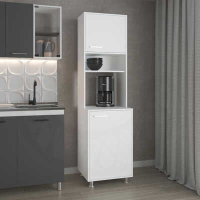 Garde-manger spacieux avec rangement ouvert et 2 portes, parfait pour la préparation de repas organisés et accessibles