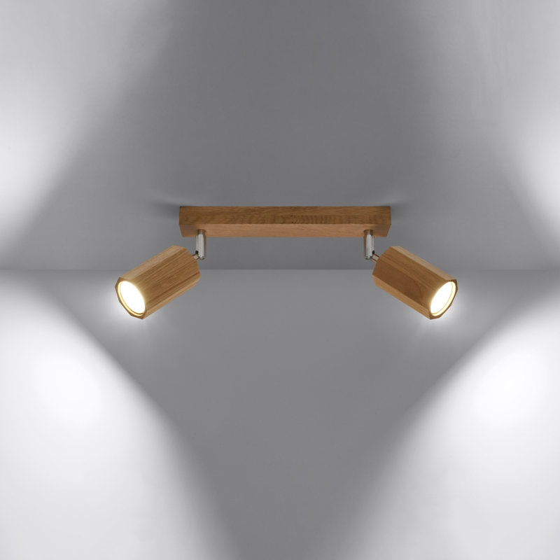 Solid Wood Flush Mount, 30x5x20 cm, 2 Lights