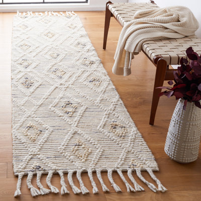 Hindelang Hand Loomed Wool/Jute/Cotton Geometric Rug in Grey/Ivory
