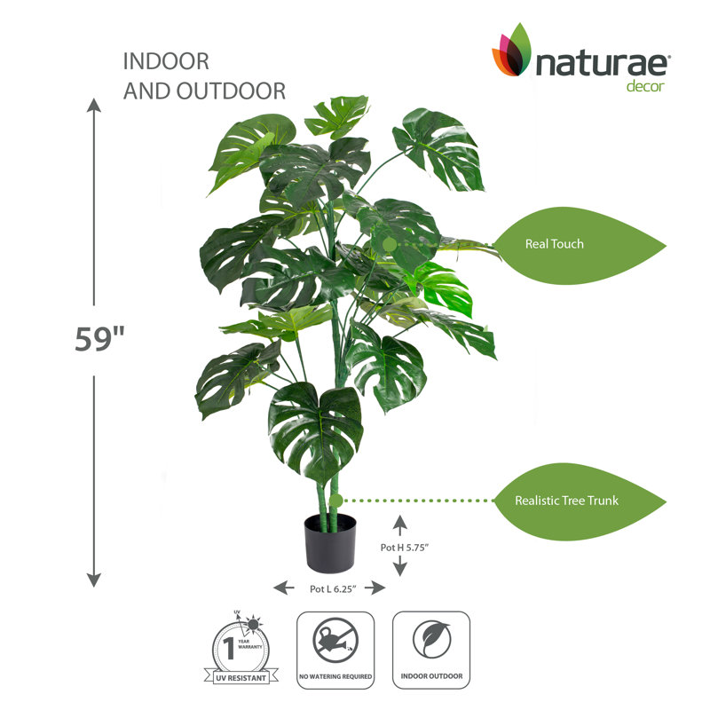 Philodendron artificiel en pot, H 59,05 po x l 32 po x P 32 po