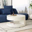 Table basse ronde de 31,5 po, table de salon et de chambre à coucher blanche moderne, avec rangement, rayures verticales et blanc fiable, aucun assemblage requis. Rangement central pour la chambre à coucher. Stripe Enigma. 110 lb-334289135
