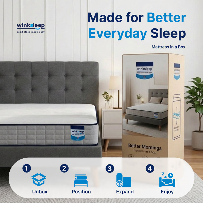 Winksleep Hydro Memory Foam Spring Mattress, Medium-Plush, 9-Zone Therma Pure, Single (3')