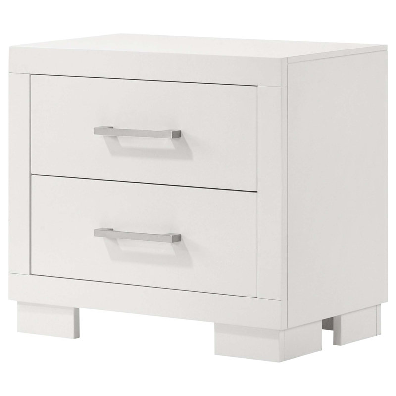2-Drawer Rectangular Nightstand with Bar Handle Pulls