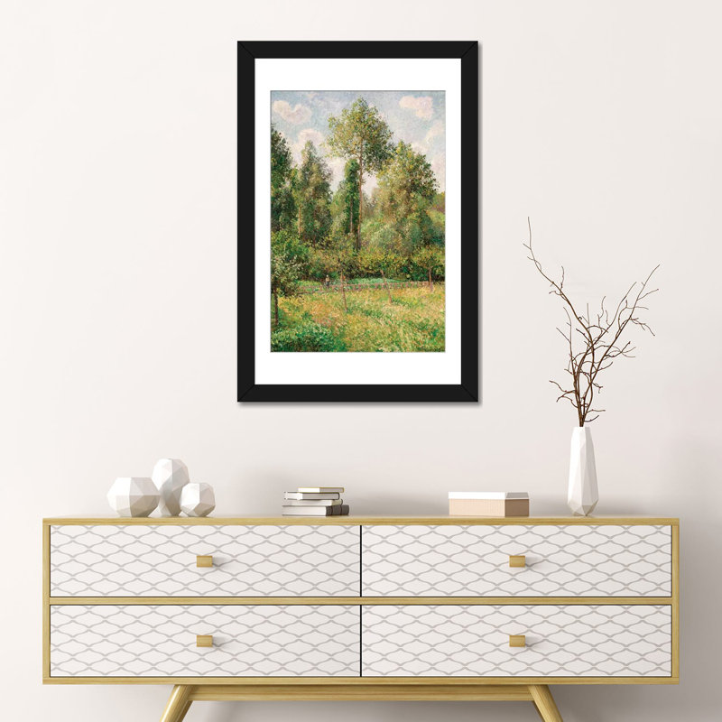 « poplars, eragny », reproduction sur toile, Papier beaux-arts encadré noir, Blanc, H 32 po x l 24 po x P 1 po