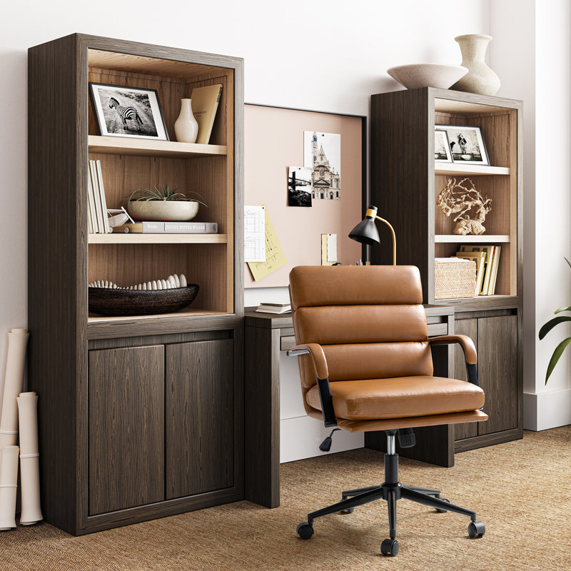 Anagrace Mid-Century Modern 2-Piece Desk Office Chair Set, Acorn/Brown