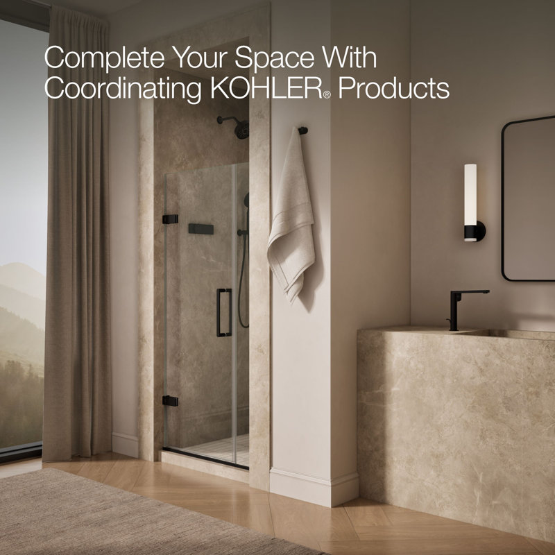 Composed 33-5/8-In34-3/8-In W X 71-1/2-In H Frameless Pivot Shower Door With 3/8-In Crystal Clear Glass And Back-To-Back Vertical Door Pulls
