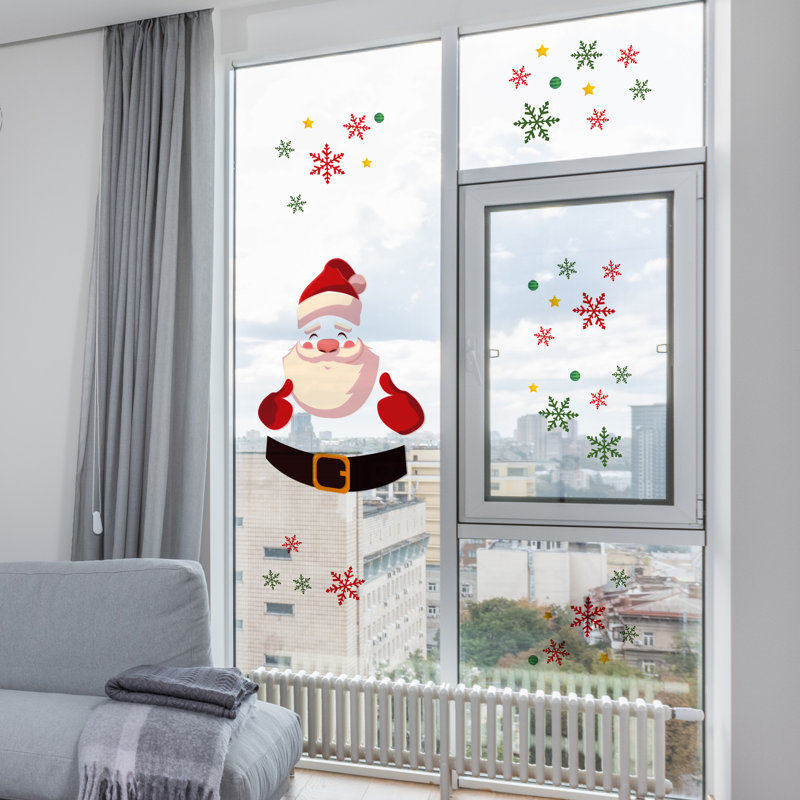 Cute Santa with Snowflakes Christmas Window Decal