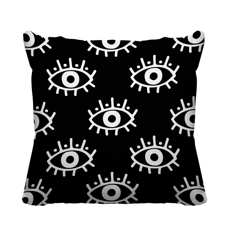 Ankara Abstract Outdoor Reversible Throw Pillow, 19W" x 19H", Black