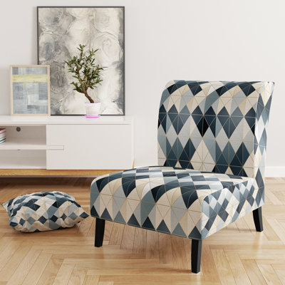 Fauteuil de chambre rembourré, mosaïque moderne à carreaux neutres gris