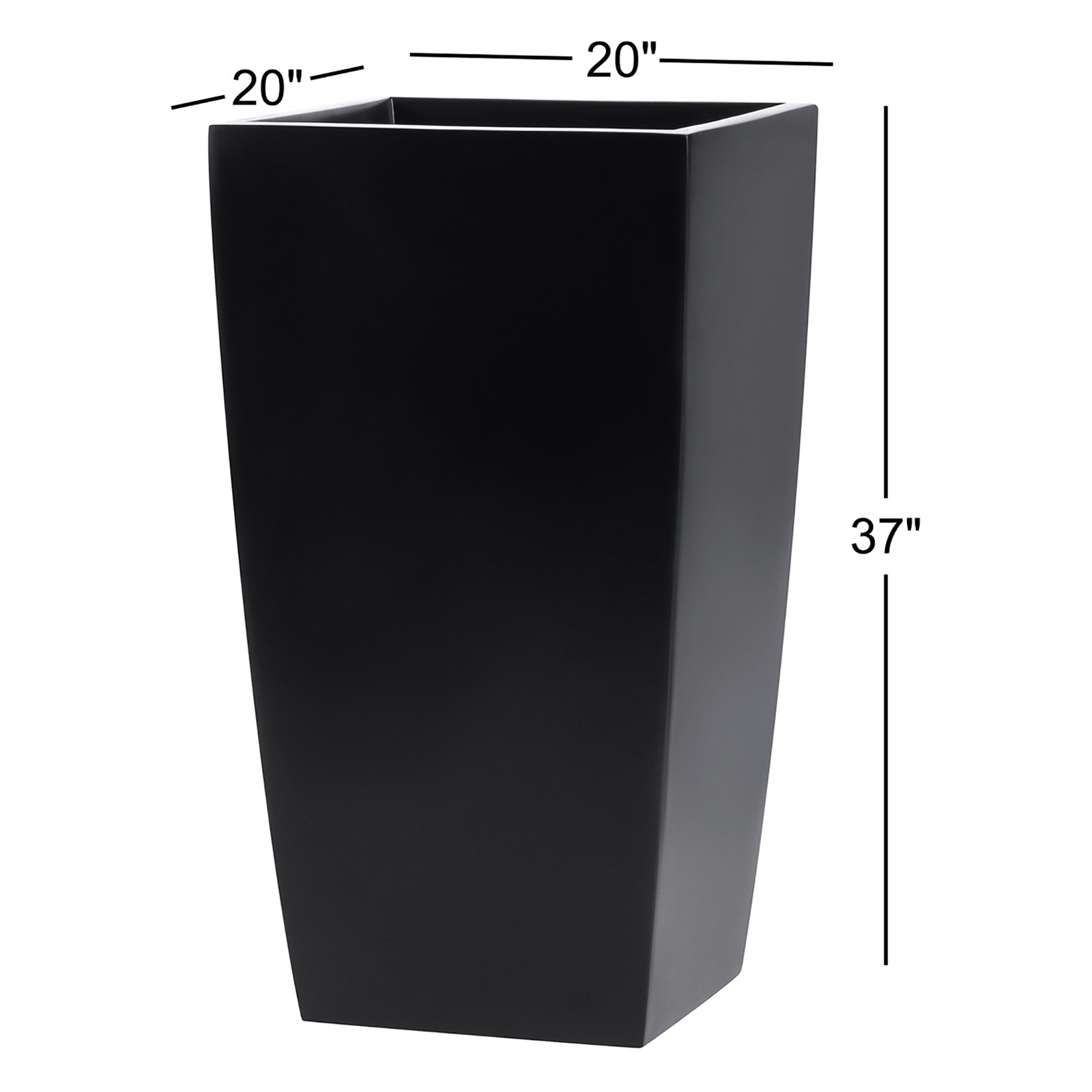 Hornell Pot Planter, 37" H x 20" W x 20" D, Black