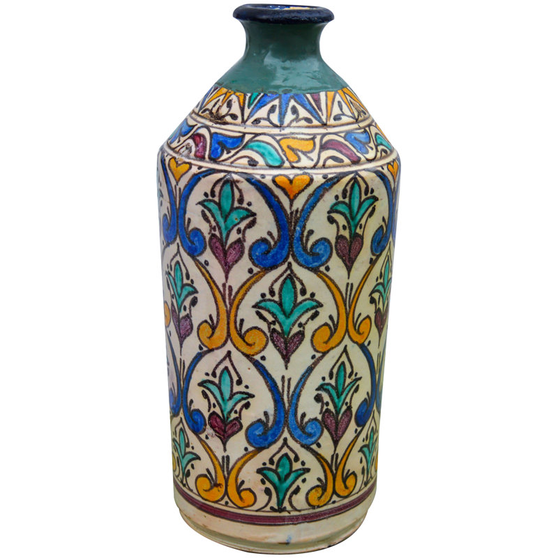 Vase de table intérieur / extérieur bleu / turquoise / orange 11,25 po