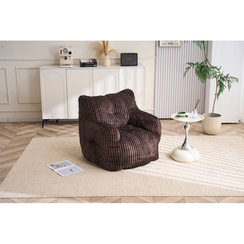 Fauteuil à billes en velours côtelé doux et moelleux rempli d'éponge à mémoire de forme, Velours côtelé brun