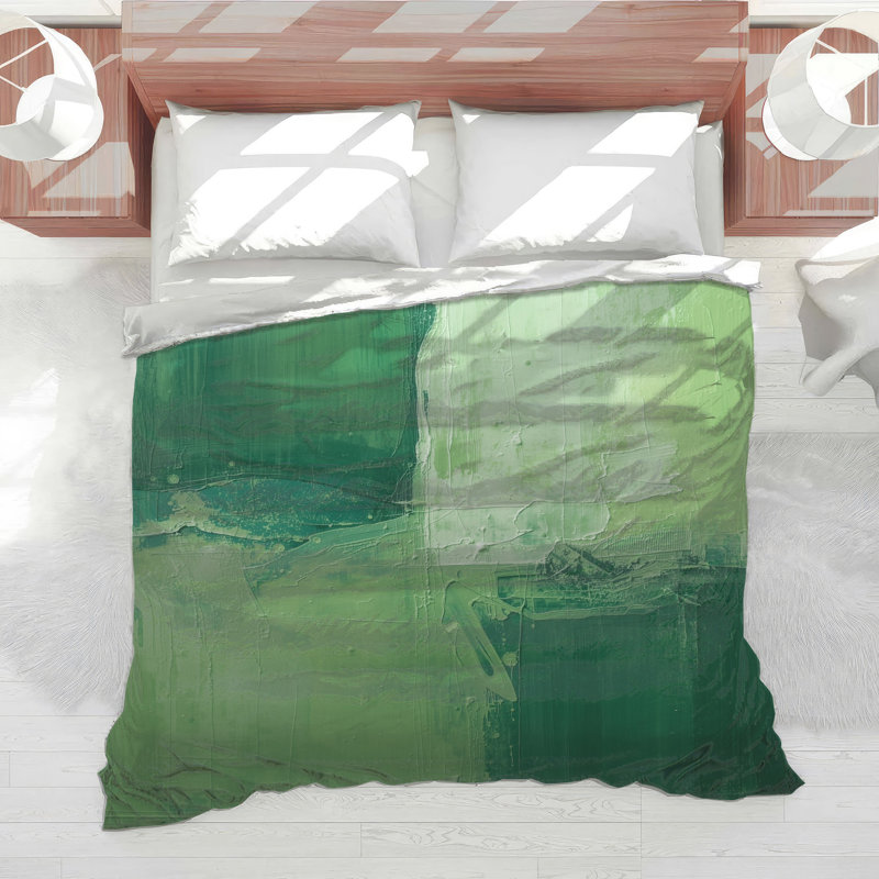 Green Textured Abstract Comforter, King