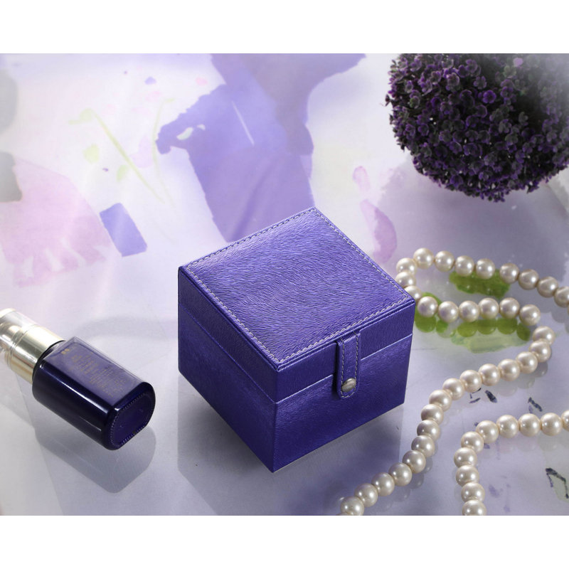 Coffret à bijoux de voyage long de 4 po, carré, bleu azur