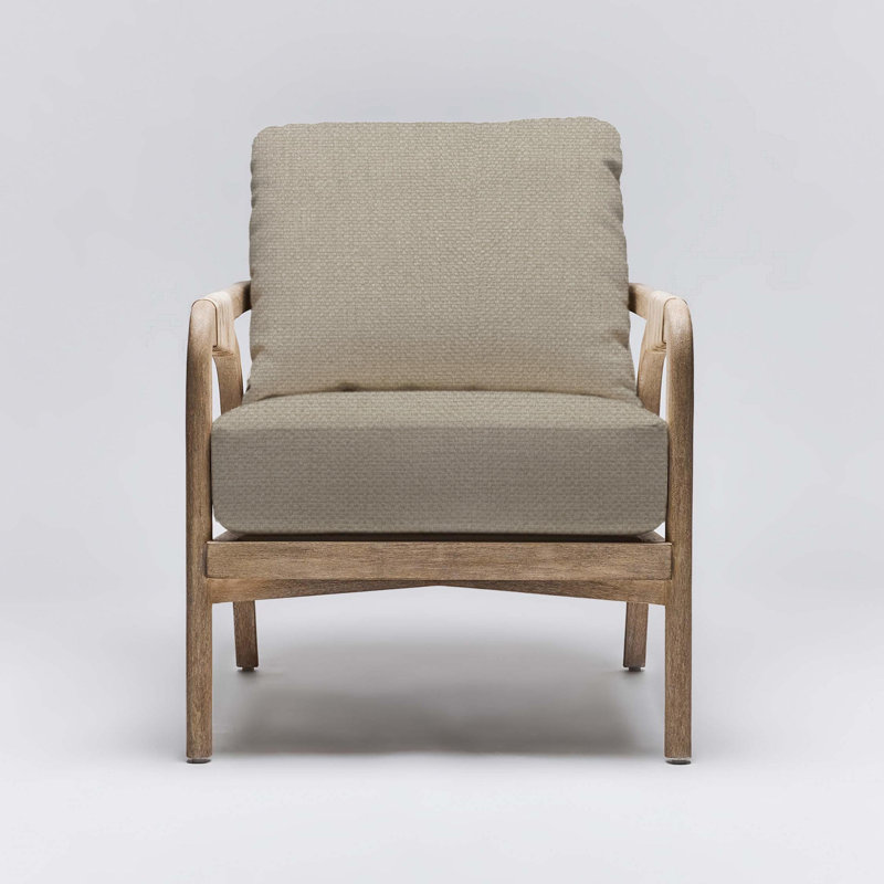 Delray Upholstered Armchair, White Ceruse, Sisal Weave